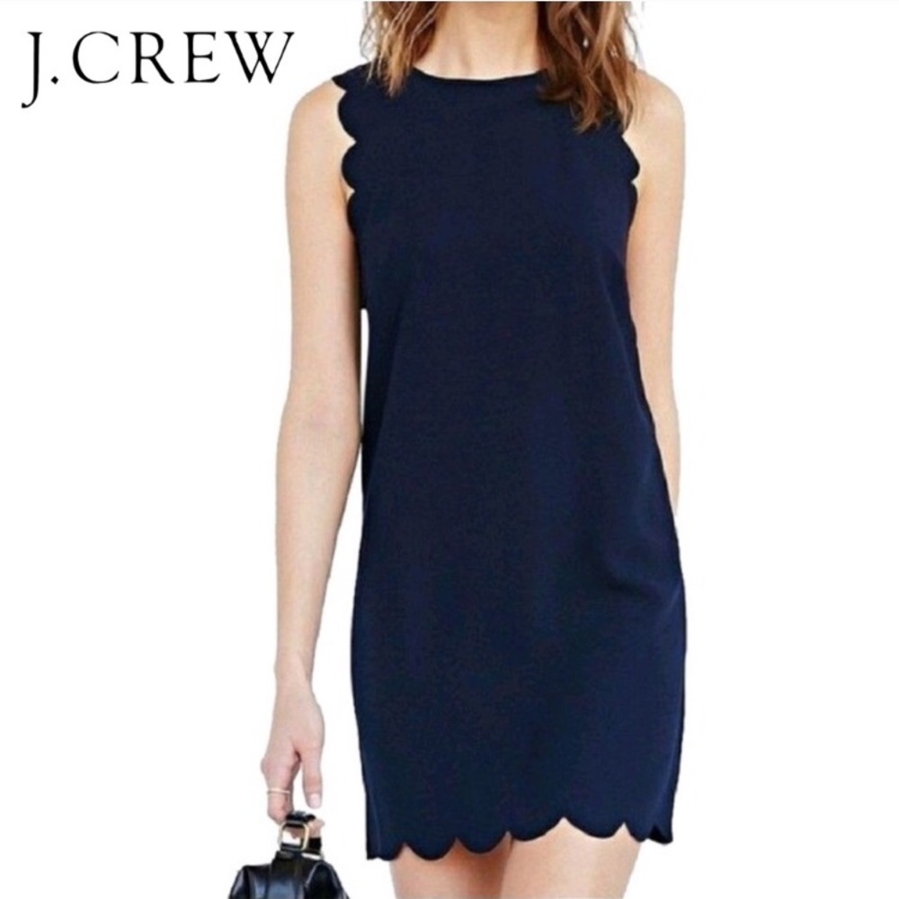 J. Crew Navy Scallop Dress